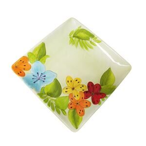 Gates Ware Wildflower Pattern Square Ceramic Hangable Dinner Plate Laurie Gates
